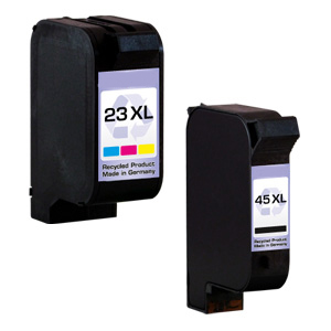 HP 45 XL HP 23 XL Patronen XXL kompatibel, 2er Set BK+CL