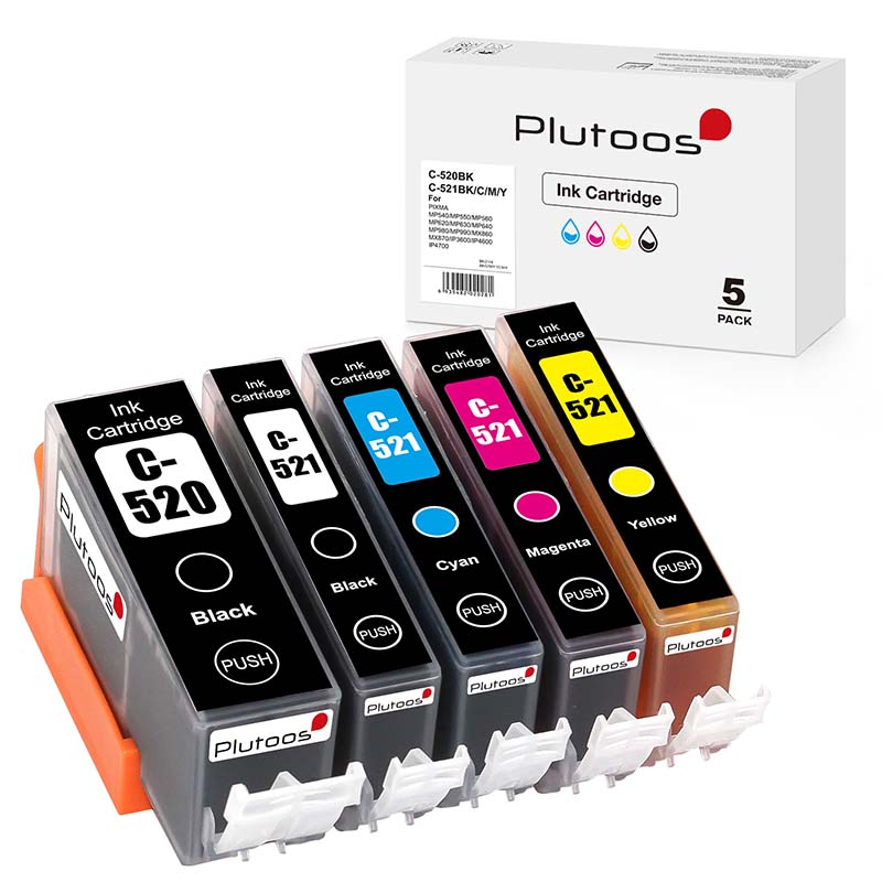 Plutoos PGI-520 CLI-521 Multipack Druckerpatronen kompatibel zu Canon PGI520 CLI521 5-pack