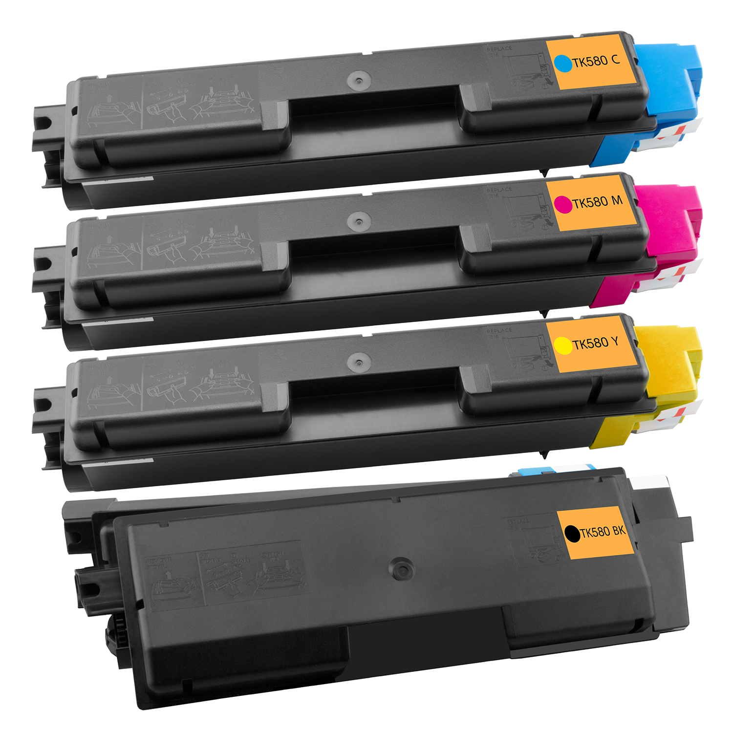 Kyocera TK-580 Toner XXL kompatibel, 4er Farbset
