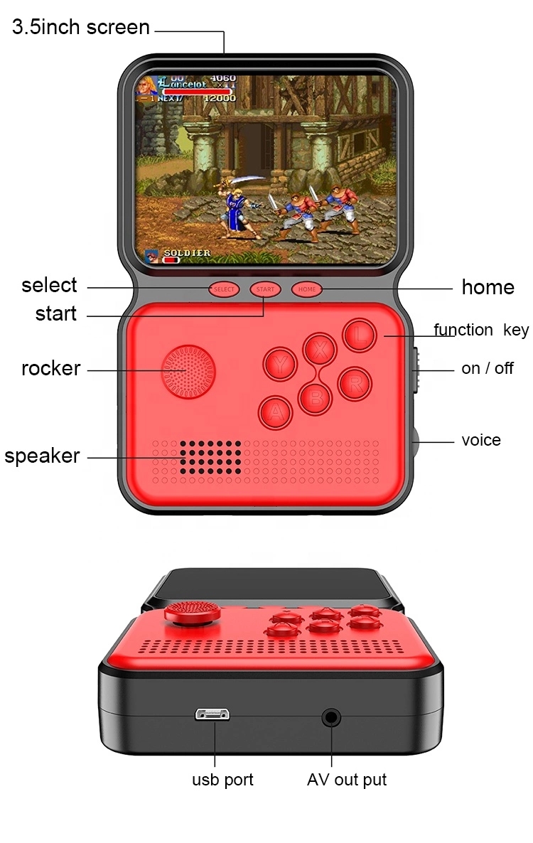 Plutoos Mini-Retro-Konsole Handheld-Spieler Eingebaute 900 Spiele red