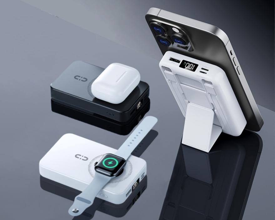 MagSafe Power Bank fur iPhone, Watch, AirPods mit Halterung 10000mAh, 22.5W, PD & 15W Magsafe