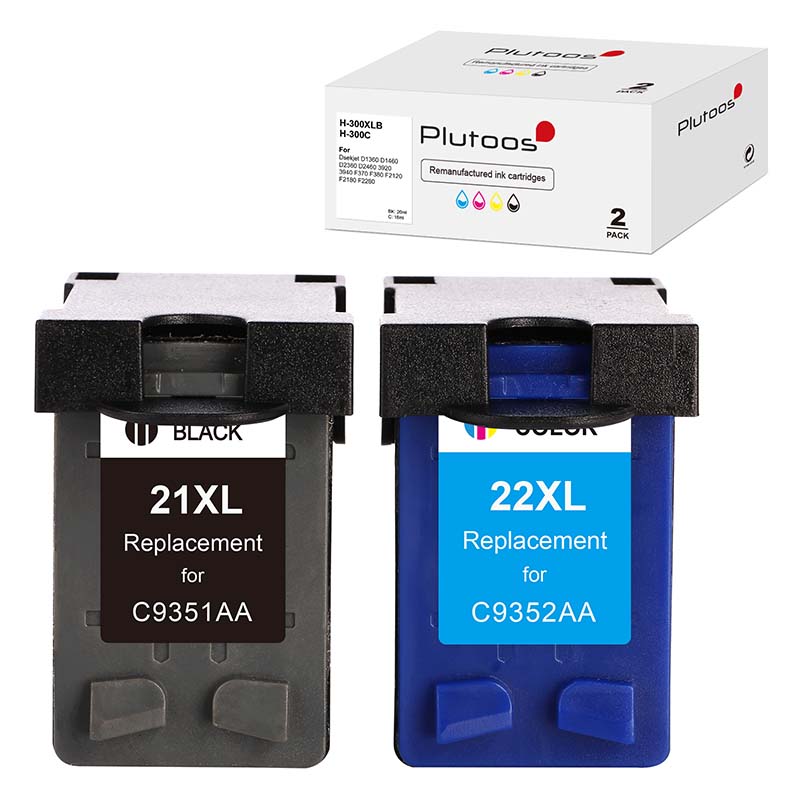 Plutoos 21 22 Multipack Druckerpatronen kompatibel zu HP 21 HP 22 CC630AA 2er Set